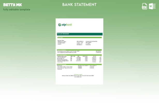 Модерен стил на Хрватска ОТП шаблон за извод од банка